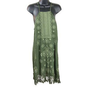 Abercrombie & Fitch strappy summer dress womens M olive green